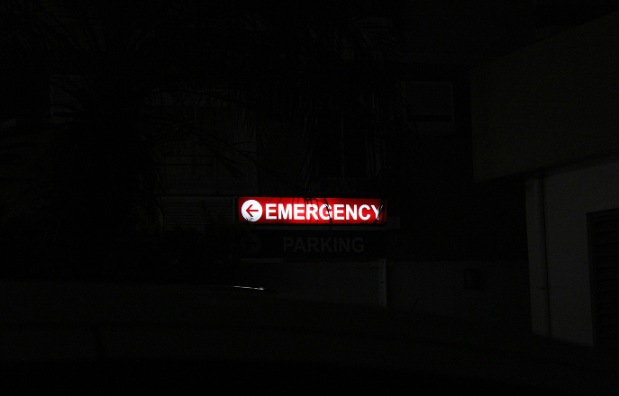 emergency sign at a hospital at night