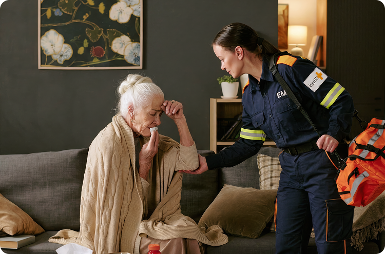 insted worker checking on a medical situation with a patient from her home